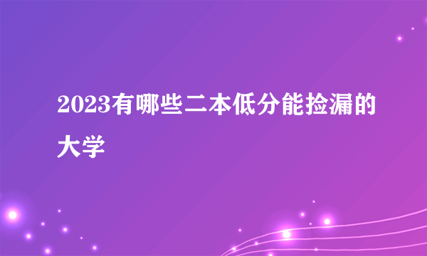2023有哪些二本低分能捡漏的大学