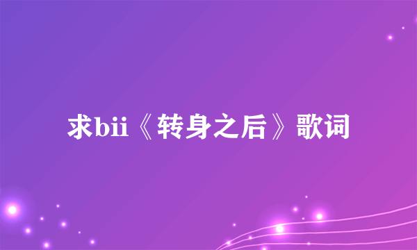 求bii《转身之后》歌词