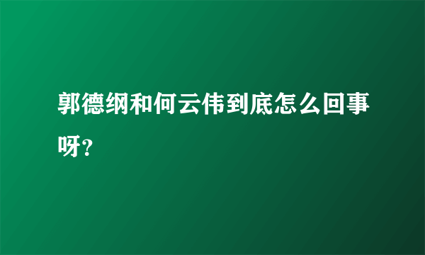 郭德纲和何云伟到底怎么回事呀？