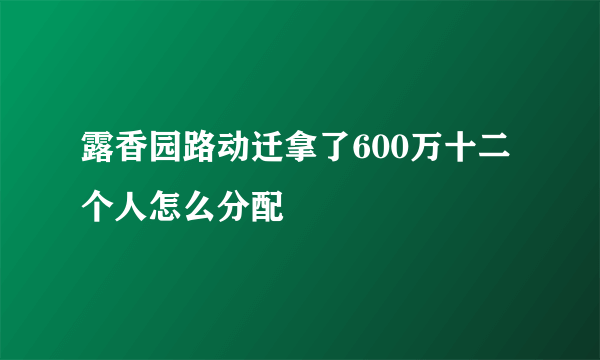 露香园路动迁拿了600万十二个人怎么分配