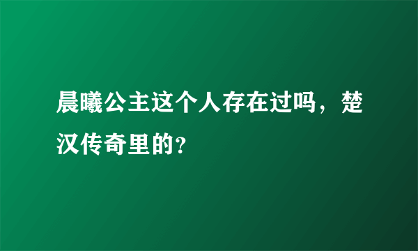 晨曦公主这个人存在过吗，楚汉传奇里的？