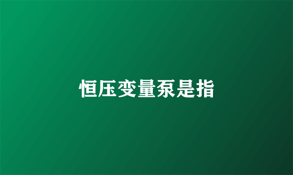 恒压变量泵是指