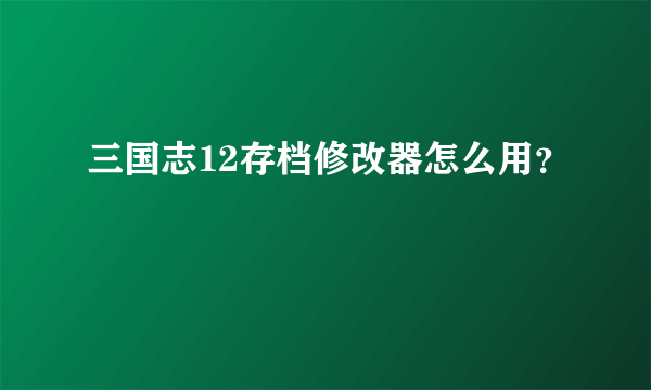 三国志12存档修改器怎么用？