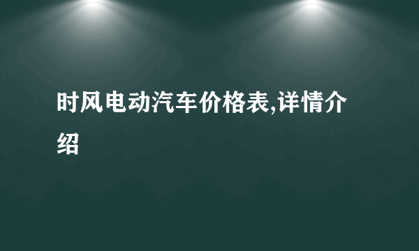 时风电动汽车价格表,详情介绍