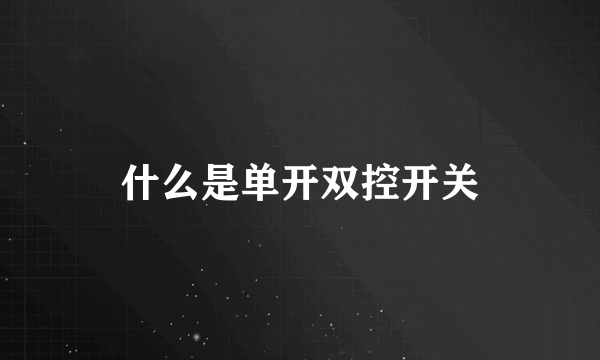 什么是单开双控开关