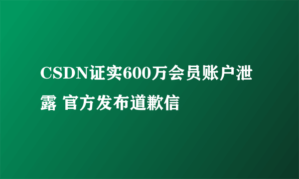 CSDN证实600万会员账户泄露 官方发布道歉信