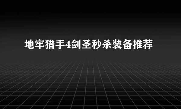 地牢猎手4剑圣秒杀装备推荐
