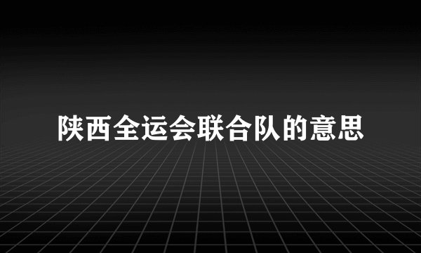 陕西全运会联合队的意思