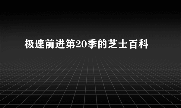 极速前进第20季的芝士百科
