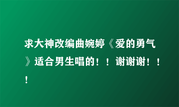 求大神改编曲婉婷《爱的勇气》适合男生唱的！！谢谢谢！！！