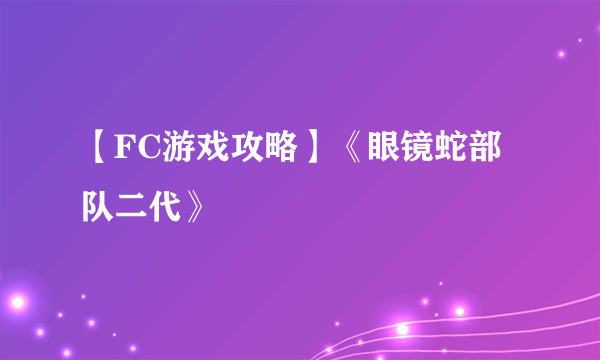 【FC游戏攻略】《眼镜蛇部队二代》