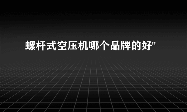螺杆式空压机哪个品牌的好