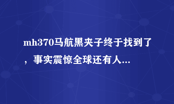 mh370马航黑夹子终于找到了，事实震惊全球还有人活着吗？