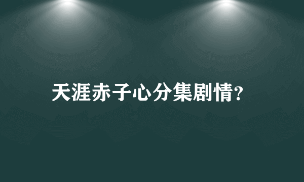 天涯赤子心分集剧情？