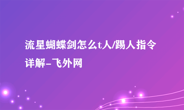 流星蝴蝶剑怎么t人/踢人指令详解-飞外网