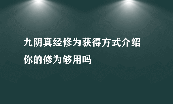 九阴真经修为获得方式介绍 你的修为够用吗