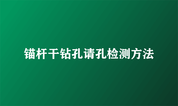 锚杆干钻孔请孔检测方法