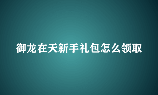 御龙在天新手礼包怎么领取
