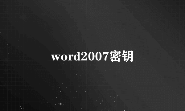 word2007密钥
