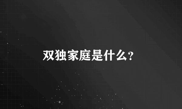 双独家庭是什么？