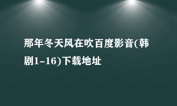 那年冬天风在吹百度影音(韩剧1-16)下载地址