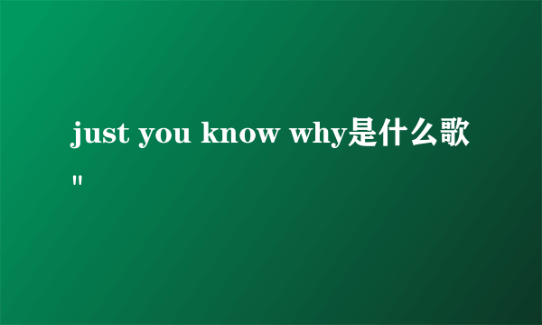 just you know why是什么歌