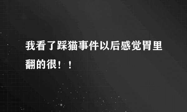 我看了踩猫事件以后感觉胃里翻的很！！