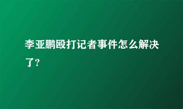 李亚鹏殴打记者事件怎么解决了?