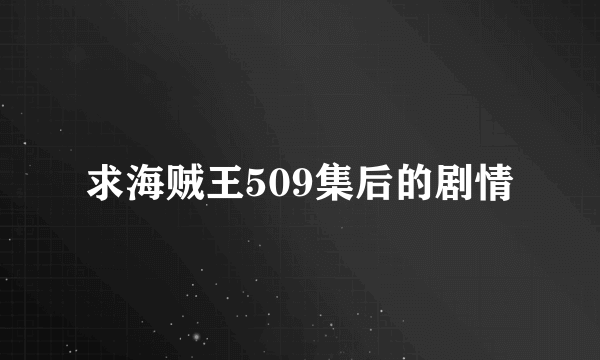 求海贼王509集后的剧情