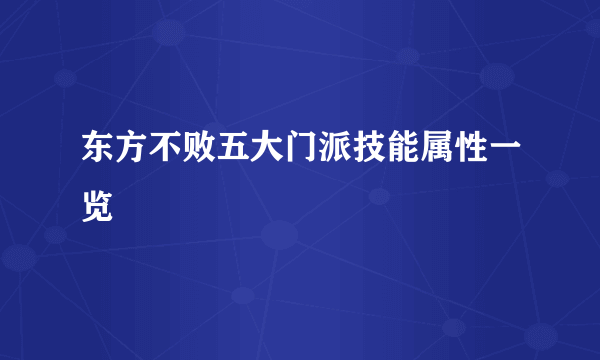 东方不败五大门派技能属性一览