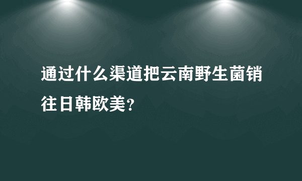 通过什么渠道把云南野生菌销往日韩欧美？