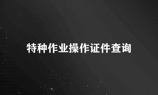 特种作业操作证件查询