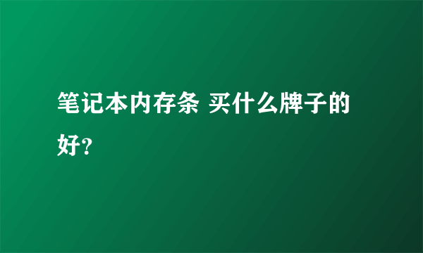 笔记本内存条 买什么牌子的好？