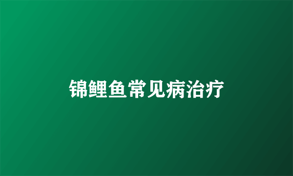 锦鲤鱼常见病治疗