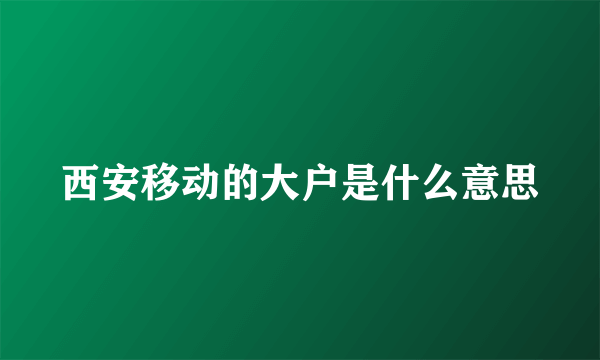 西安移动的大户是什么意思