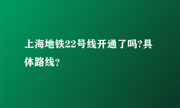 上海地铁22号线开通了吗?具体路线？