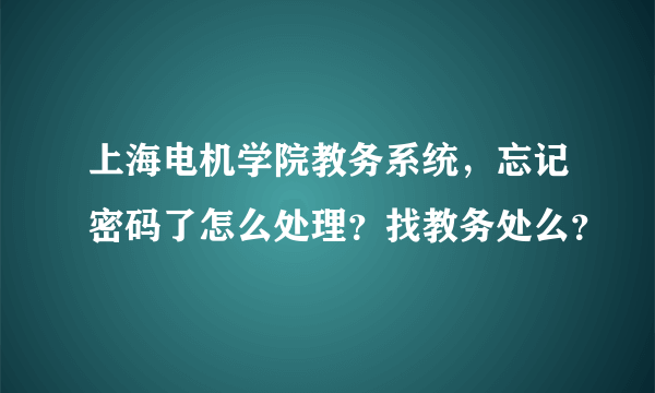 上海电机学院教务系统，忘记密码了怎么处理？找教务处么？
