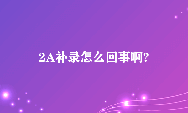 2A补录怎么回事啊?
