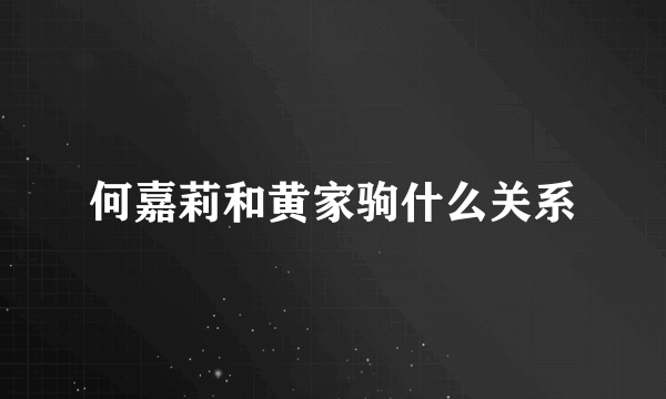 何嘉莉和黄家驹什么关系