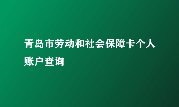 青岛市劳动和社会保障卡个人账户查询