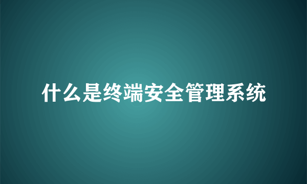 什么是终端安全管理系统