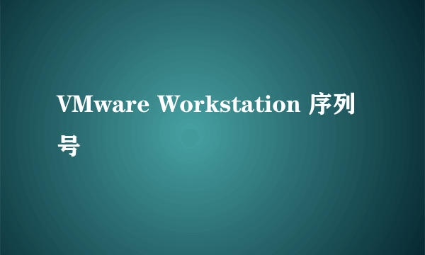 VMware Workstation 序列号