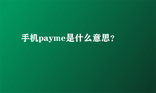 手机payme是什么意思？