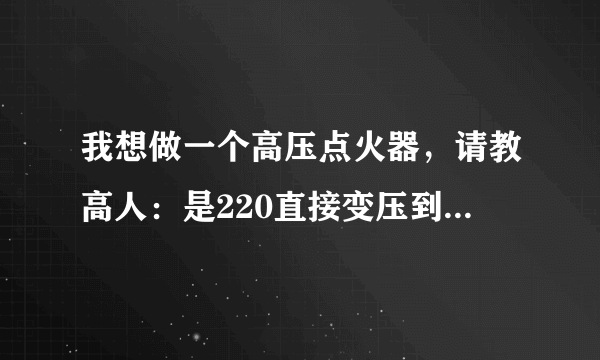 我想做一个高压点火器，请教高人：是220直接变压到12000吗？能不能有危险啊？另外是直接2公分放电行不行？