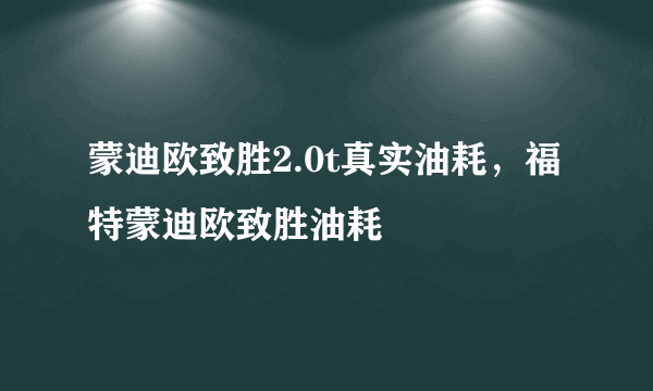 蒙迪欧致胜2.0t真实油耗，福特蒙迪欧致胜油耗