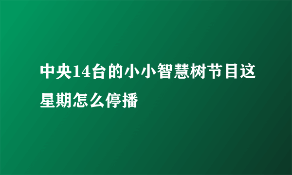 中央14台的小小智慧树节目这星期怎么停播