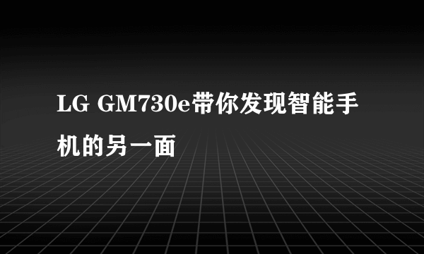 LG GM730e带你发现智能手机的另一面