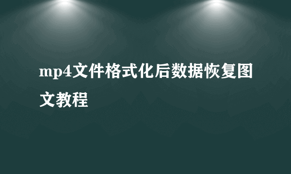mp4文件格式化后数据恢复图文教程