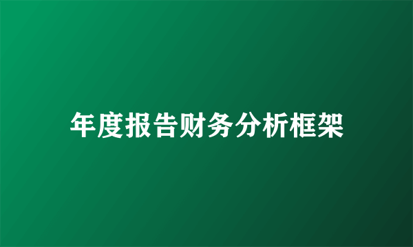年度报告财务分析框架