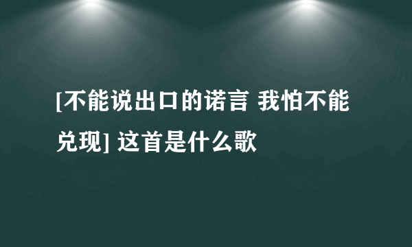 [不能说出口的诺言 我怕不能兑现] 这首是什么歌